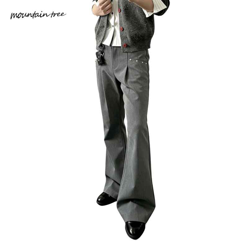 mountain tree柳钉微喇叭西裤男宽松阔腿裤tr面料高级感长裤垂感