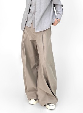 mountain tree立体褶皱阔腿宽松设计感西装裤廓形休闲长裤男女