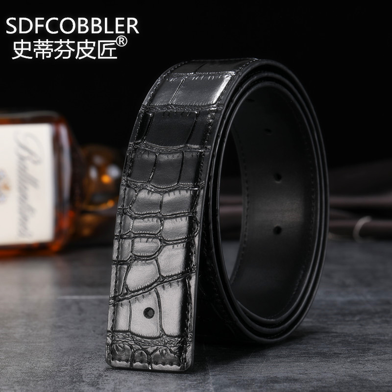 史蒂芬皮匠皮带男真皮c无扣带身