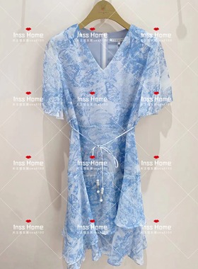 卡芙芮2024夏国内代购4B315116碎花雪纺连衣裙699