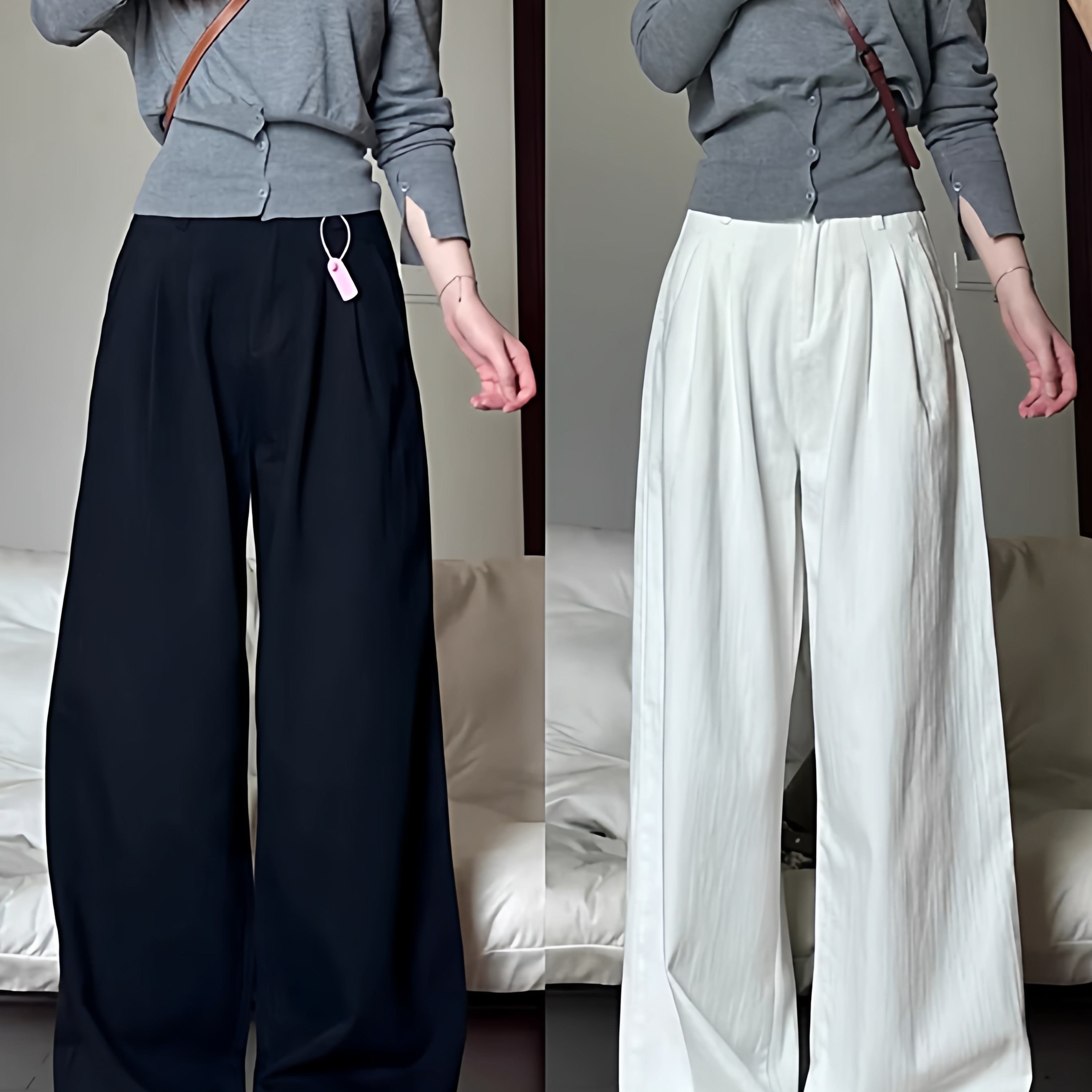 白色阔腿牛仔裤女新款