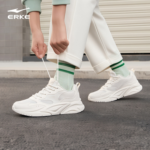 鸿星尔克狂澜3休闲鞋女鞋秋季新款白色网面透气运动鞋轻便跑步鞋