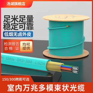300跨距 汤湖 室内束状软光缆万兆OM3室内光纤线6 4芯室内万兆多模光缆 12芯150