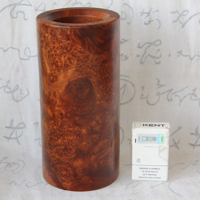 红木大笔筒E38 缅甸花梨木瘿木 树瘤工艺品 多花漂亮整木收藏品