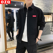 衬衣青少年网红韩版 新款 潮流宽松外套男装 长袖 工装 衬衫 男2019秋季