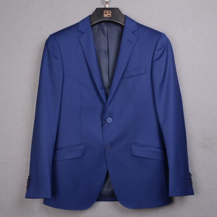 威可店宝蓝色商务套装西服春秋两粒扣中开叉男西装红标修身