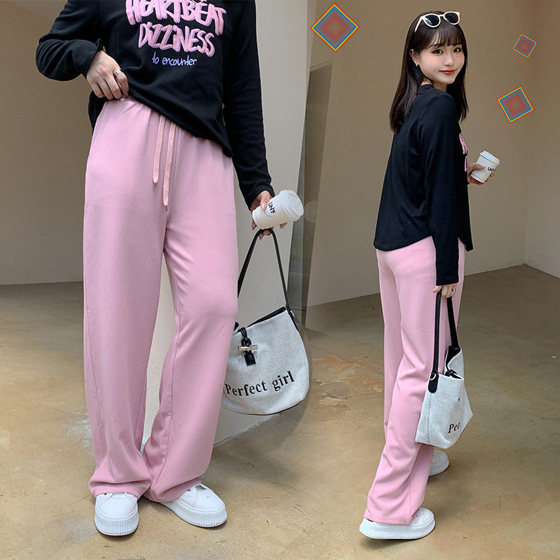 甜辣胖mm大码裤子早秋女装欧美裤子高腰显瘦显腿长阔腿长裤3108