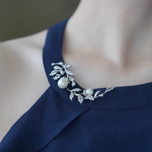 喻棠正版复古925银天然珍珠胸针