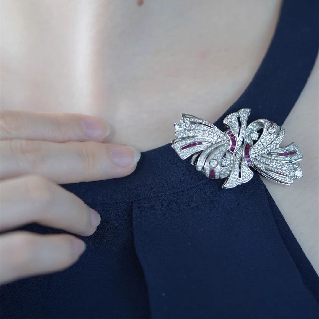 纯银正版喻棠双重奏对夹双夹胸针