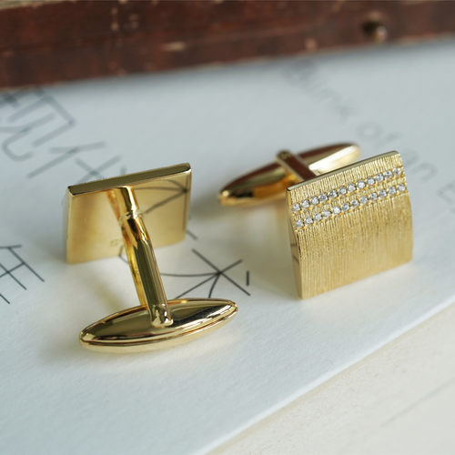 喻棠法式衬衫袖扣纯银镀金