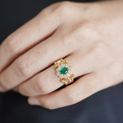 925银镀金戒指港工精品vintage