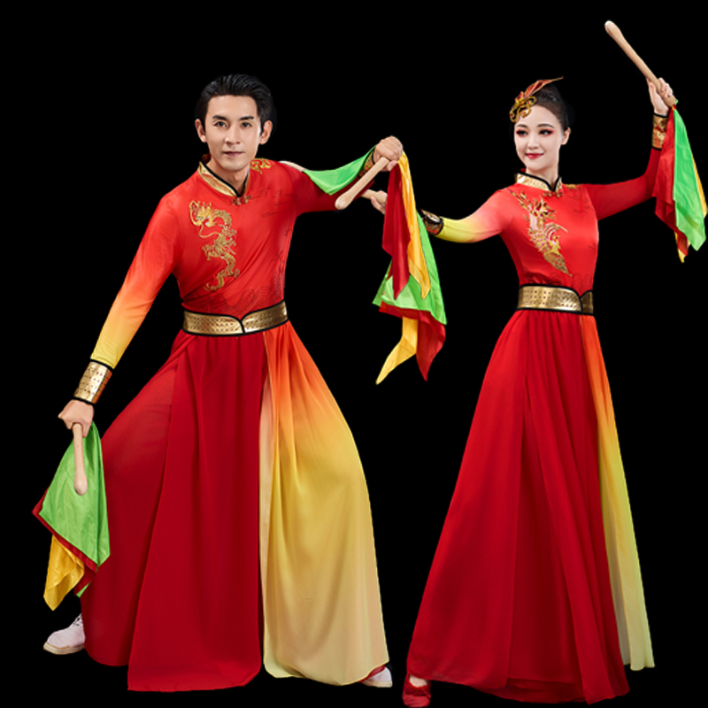 打鼓演出服中国风男女新款威风大鼓水鼓腰鼓队锣鼓队服装古典舞服