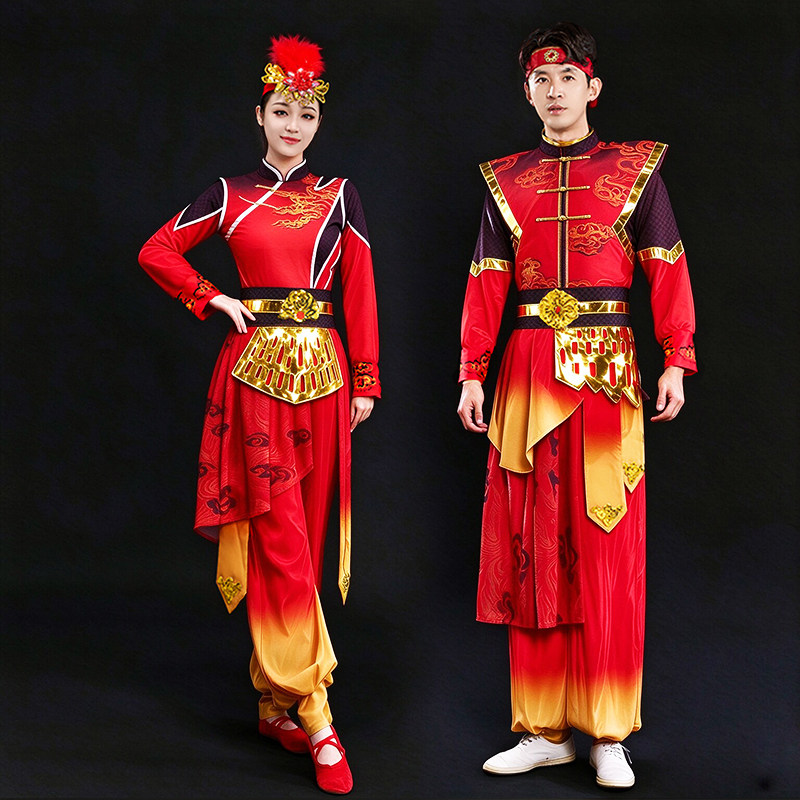 威风锣鼓打鼓服表演男女高档2026新款中国风喜庆腰鼓大鼓演出套装