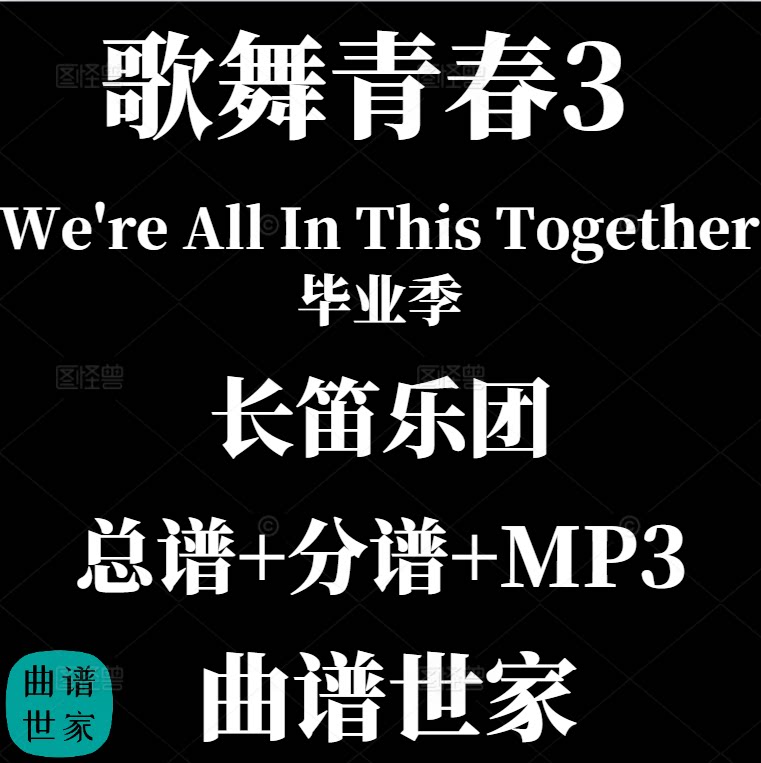 【长笛乐团】歌舞青春3We're All In This Together 总谱 分谱MP3