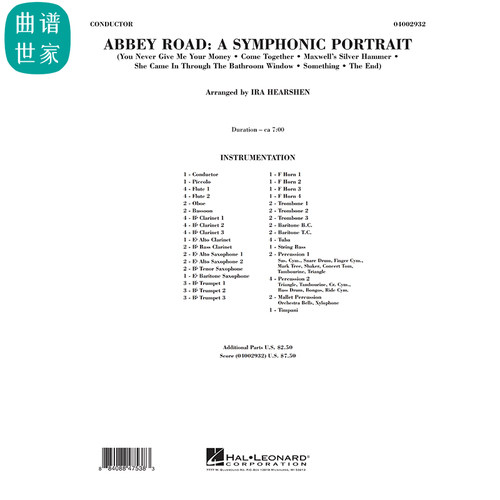 【管乐团】Abbey Road  A Symphonic Portrait arranged总分谱mp3