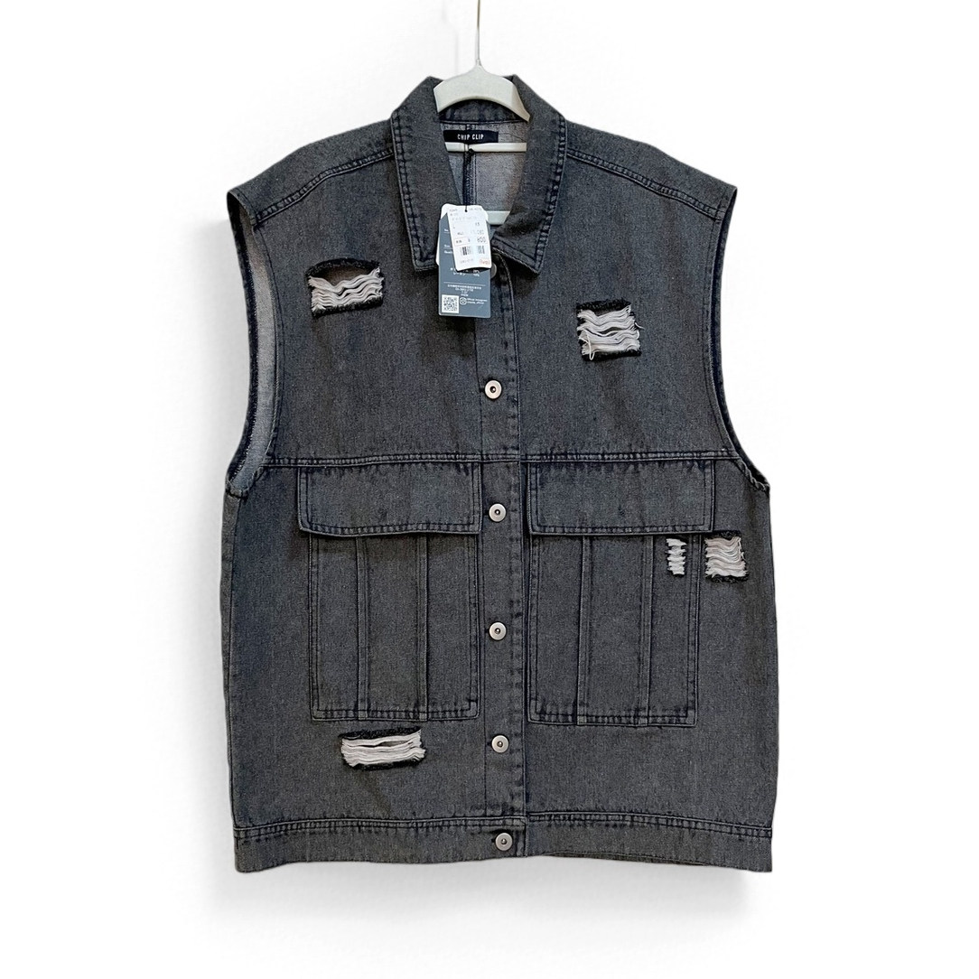 日单CHIPCLIP复古破洞牛仔马甲