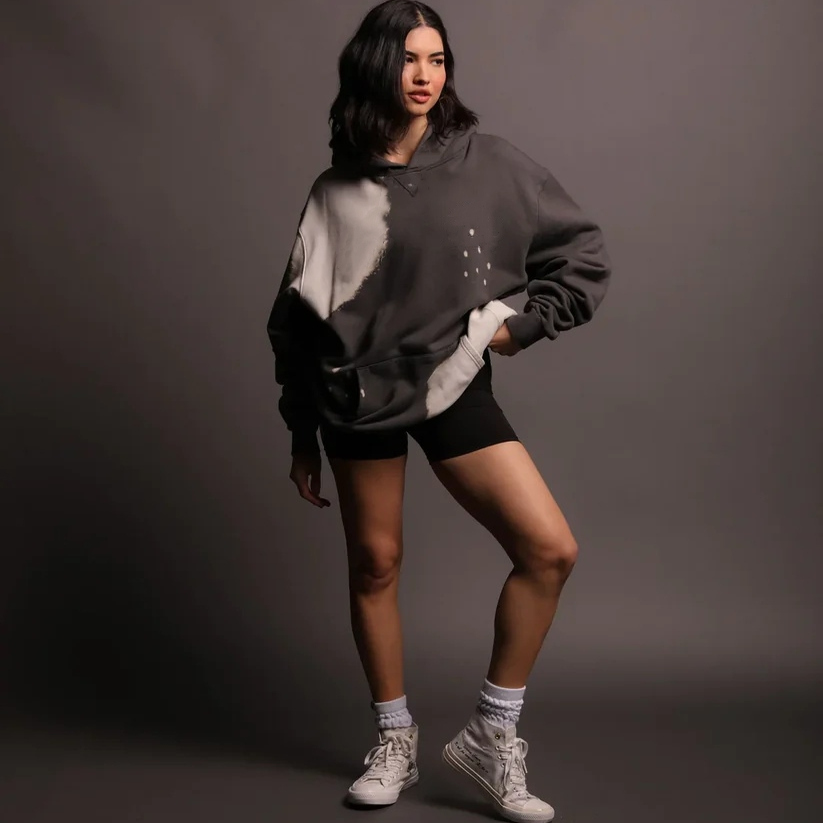 外贸男女款全棉扎染连帽长袖卫衣