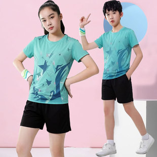 新款儿童羽毛球训练服男女童上衣速干比赛服定制乒乓球队服套装夏
