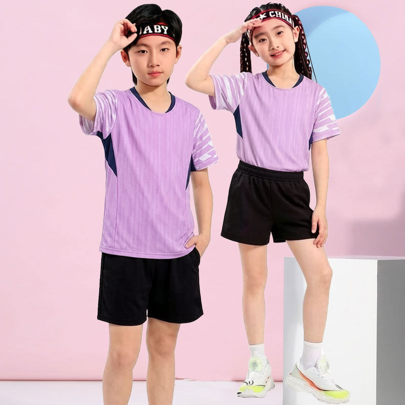 儿童羽毛球运动服男童速干上衣青少年比赛队服定制乒乓球衣女孩夏