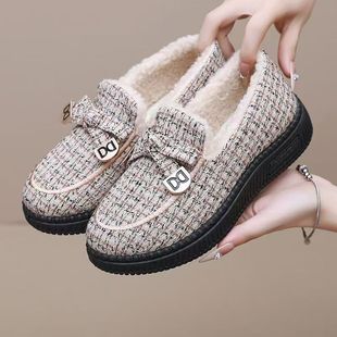 豆豆鞋冬季加绒老年人鞋子棉鞋保暖鞋加绒加厚防滑鞋妈妈软底棉鞋