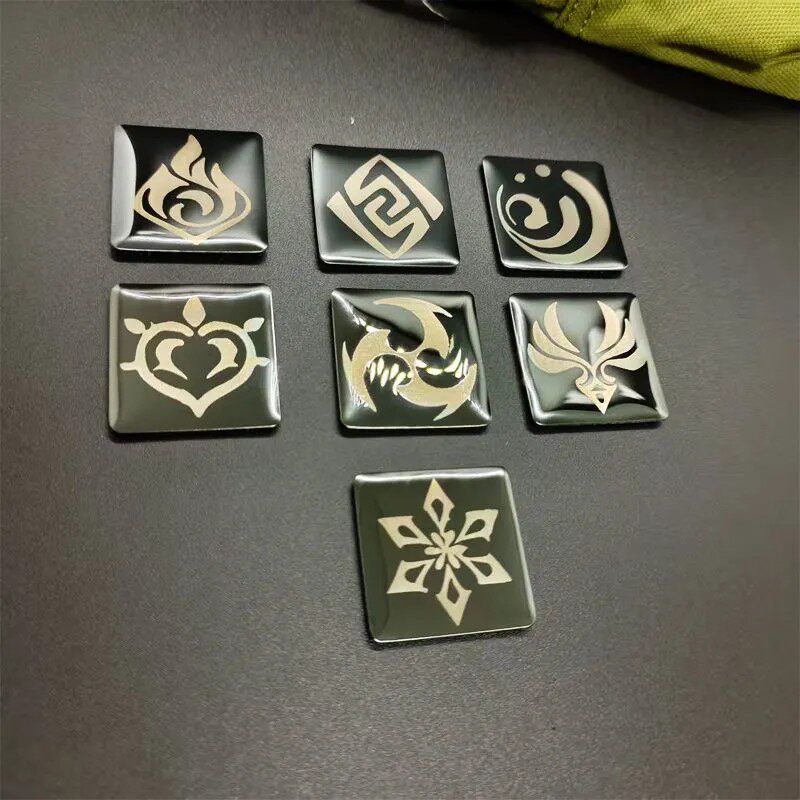 原神七元素金属魔术贴章士气章自粘战术背包贴章DIY装饰包贴