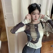 晕染长袖 2026新款 打底衫 薄款 T恤复古气质名媛高级感上衣夏ins 法式