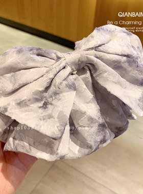 温柔气质灰色晕染蝴蝶结弹簧夹2025新款森系简约发夹半扎发顶夹女