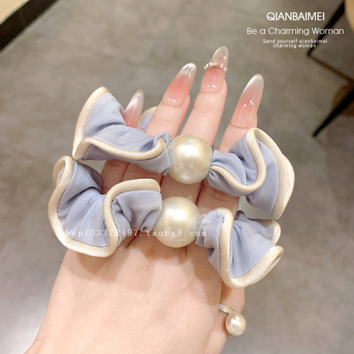 百搭木耳边珍珠发圈甜美发绳女生