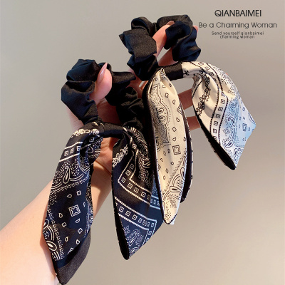 高级感发圈女新款缎面蝴蝶结飘带