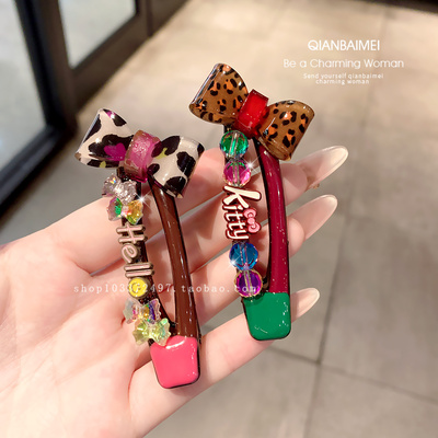 韩国东大门蝴蝶结豹纹发夹女