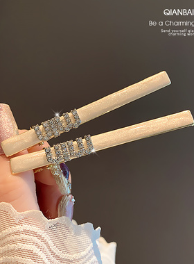 水钻min一字夹简约百搭款发夹女2024年新款高级感边夹气质刘海夹