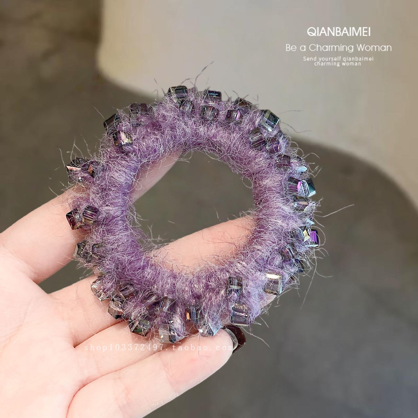 高级感水晶毛线紫色发圈女款优雅气质发绳头绳高弹力橡皮筋不勒发,饰品/流行首饰/时尚饰品新,发饰,淘宝优惠券,粉丝福利购,淘宝优惠卷