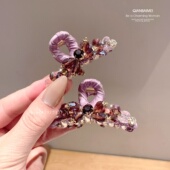 超仙轻奢水晶抓夹重工高端小号鲨鱼夹复古发抓盘发夹子头饰发卡夹