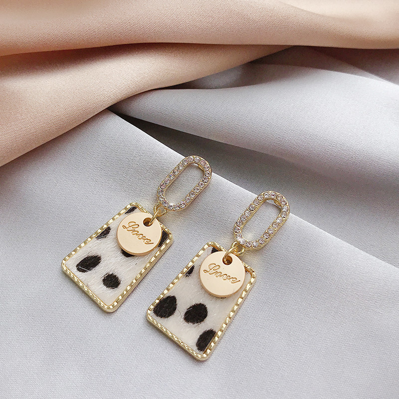 韩国东大门闪亮满钻流行豹纹个性牌子水钻耳环耳饰女气质长款