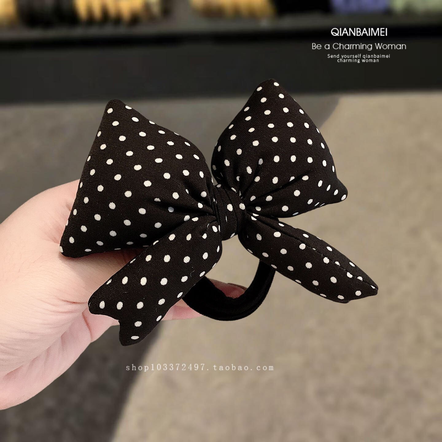 复古高级感充棉蝴蝶结皮筋发绳时尚波点扎发马尾发圈韩系气质头绳,饰品/流行首饰/时尚饰品新,发饰,淘宝优惠券,粉丝福利购,淘宝优惠卷