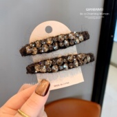 超闪水晶毛线BB夹韩版 高端刘海边夹少女复古发饰轻奢重工发夹头饰