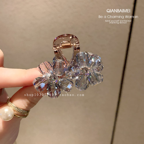 小号精致小巧花朵水晶抓夹碎发