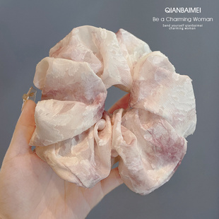 超仙晕染韩系发圈气质淑女扎头发皮圈头绳后脑勺发饰外出百搭肠圈