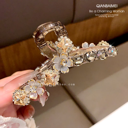 中号镶钻水晶花朵重工鲨鱼夹抓夹