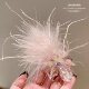 仙女风蓬松羽毛发夹女森系甜美高级感鸭嘴夹侧边发卡灵动精致发饰