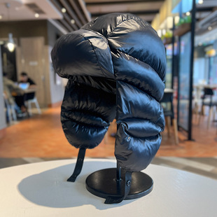 冬季 轻便羽绒夹棉雷锋帽男骑车头盔内胆帽东北防寒保暖护耳飞行帽