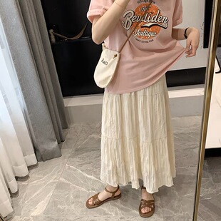 富尔大码定制女装肥妹妹mm百褶A字半身裙夏季宽松显瘦休闲蛋糕裙