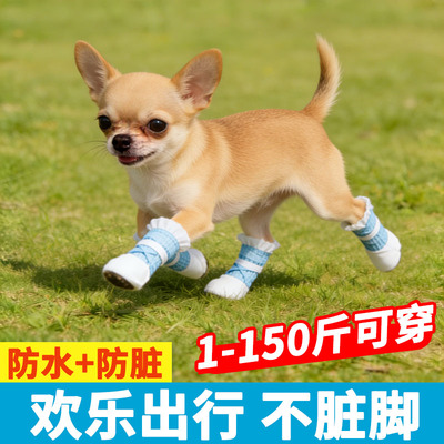 吉娃娃一次性遛狗脚套泰迪比熊
