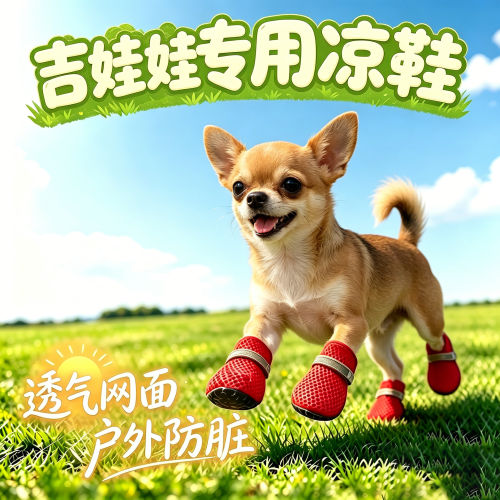 吉娃娃专用狗狗凉鞋小狗鞋子夏透气宠物小型犬狗鞋夏季外出遛弯鞋