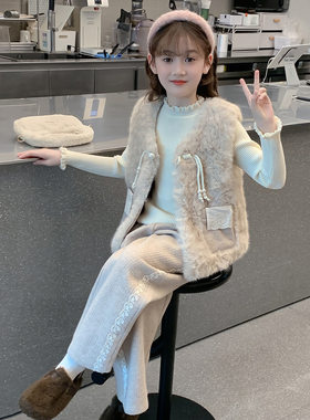 女童小香风加绒冬装三件套