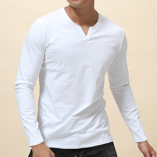 硬汉修身打底衫美式休闲复古白色