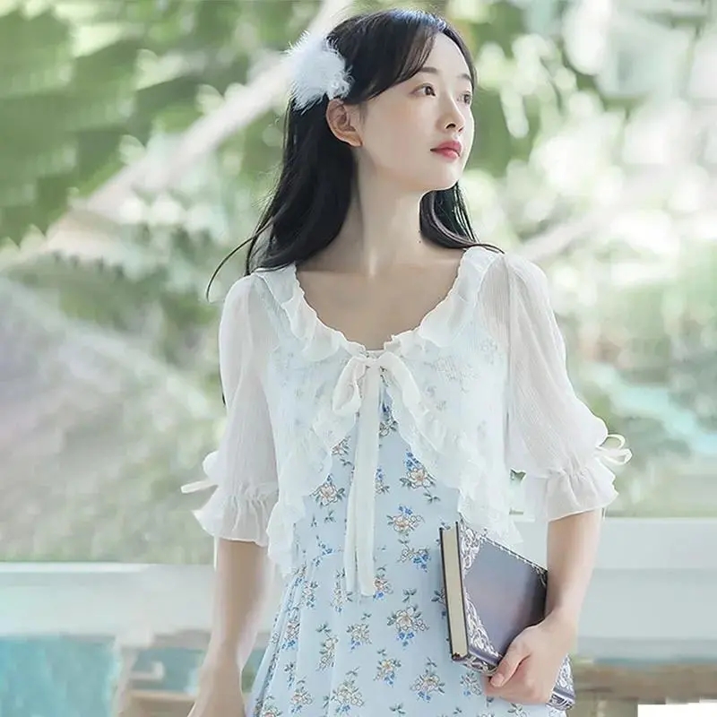 2023年仙女防晒衫薄款开衫夏季仙女超仙吊带裙外搭披肩夏季配裙子