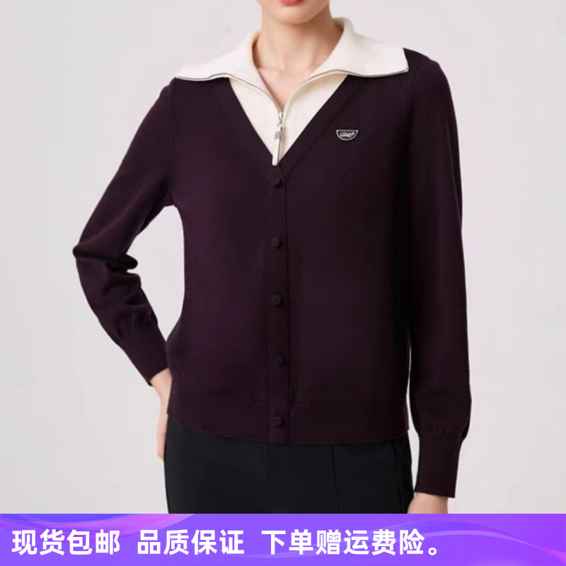 【绵羊毛】娜家商场同款25秋冬新品时尚翻领简约百搭假两件针织衫