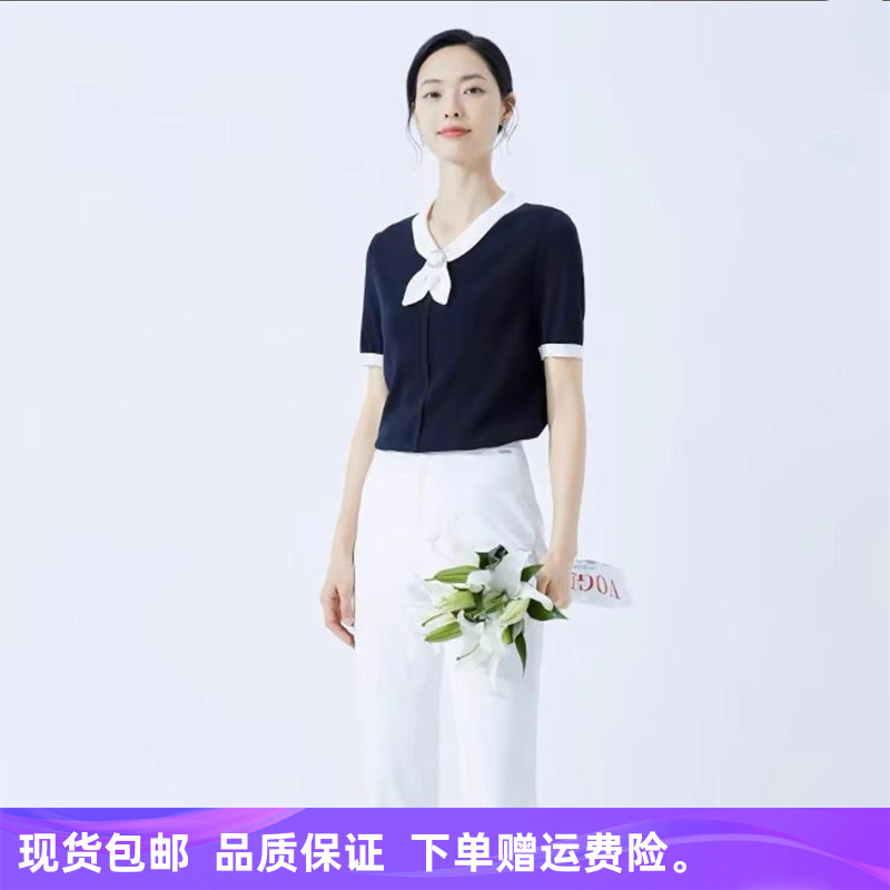 娜家2024夏季新款商场同款简约减龄显瘦针织衫短袖上衣NZ02827M4