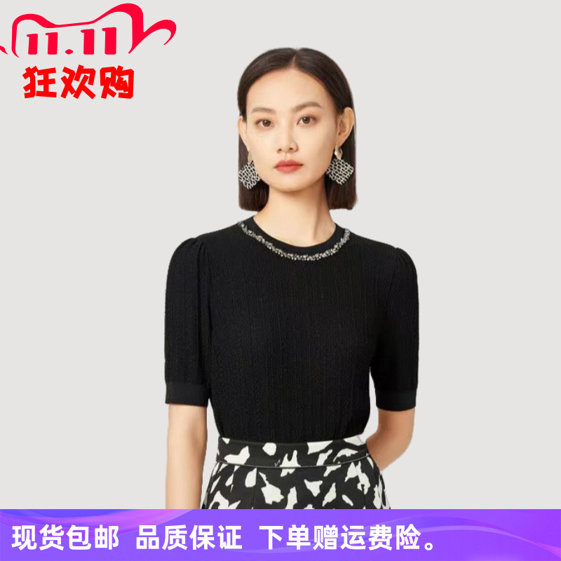 女装2025夏季新品商场同款气质简约时尚百搭圆领针织衫套头上衣